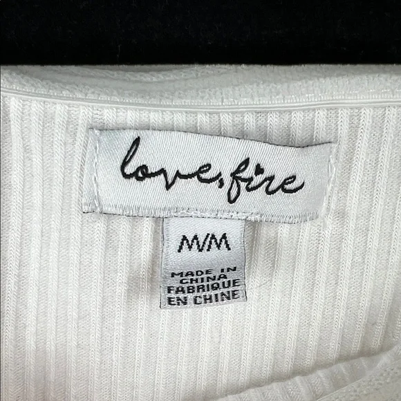 love, Fire White Rainbow Ruffled Off Shoulder Crop Top - Picture 7 of 15